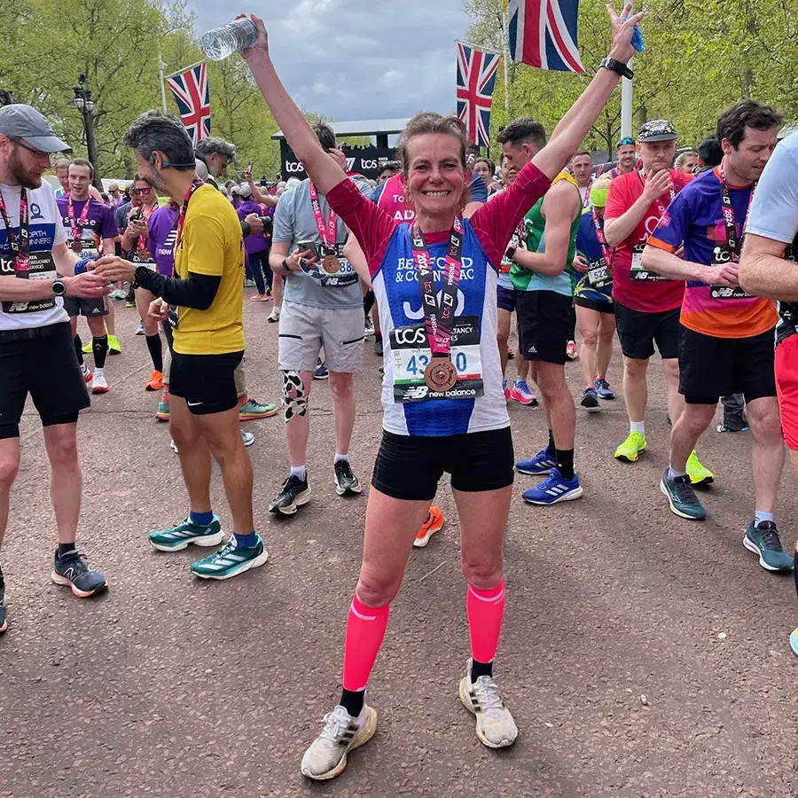 Jo Wilkinson at the finish of TCS 2024 3
