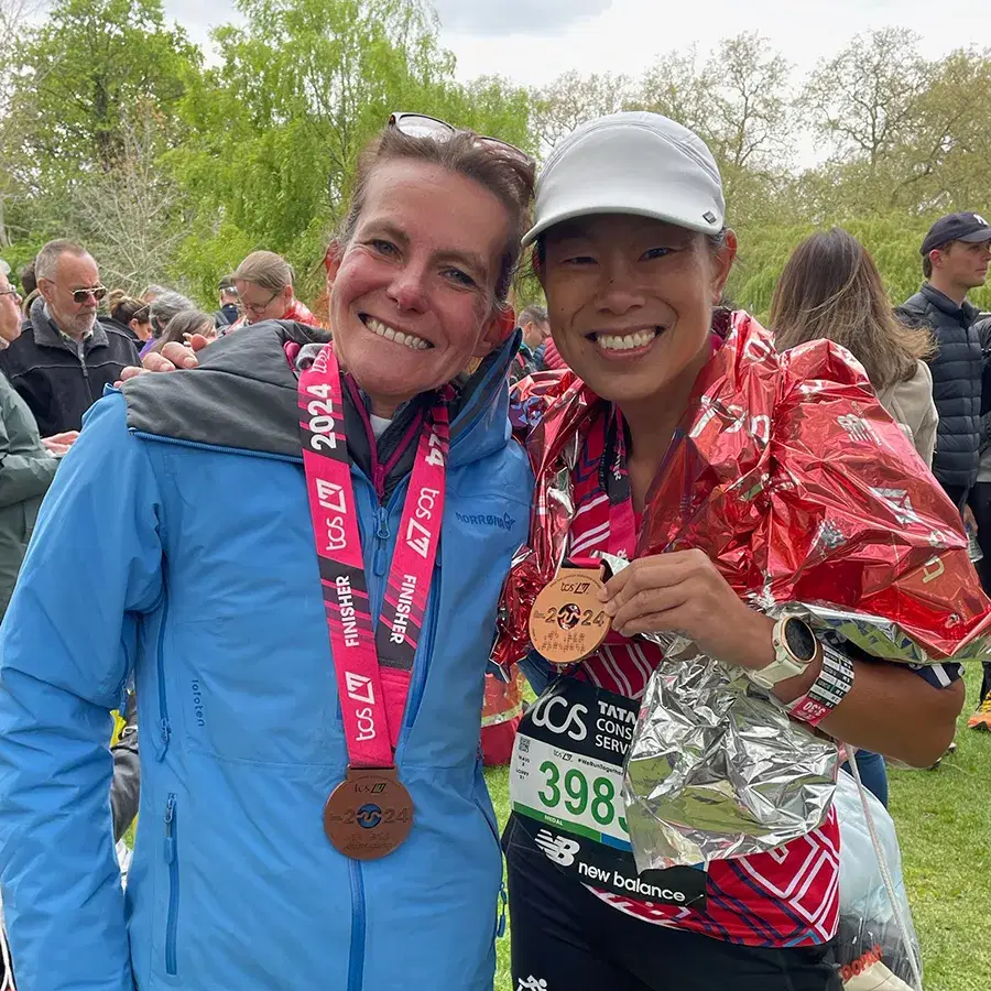 Jo Wilkinson at the finish of TCS 2024